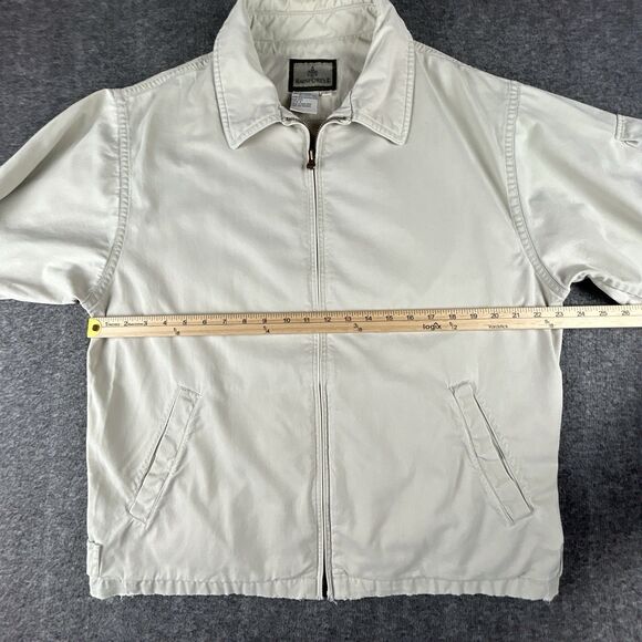 Vintage Rainforest Harrington Jacket Men's Sz L Beige Khaki Twill Zip Up READ! - Picture 10 of 14